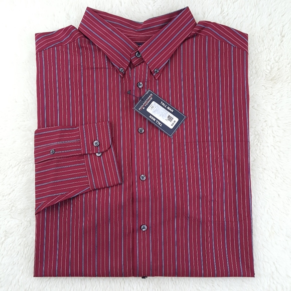 Roundtree & Yorke Silky Finish Stripe Dress Shirt - Picture 1 of 12